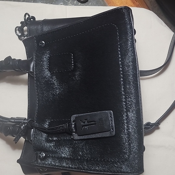 Frye Demi Mini Leather Satchel with calf hair on the front. - Picture 3 of 12